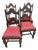 Antique 1920s Spanish Revival Oak Dining Chairs With New Burgundy Seat Upholstery - Set of 4 For Sale