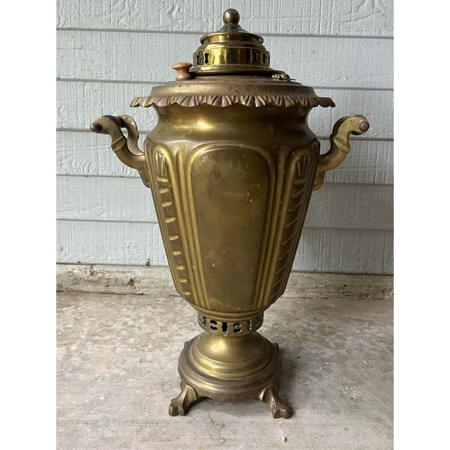 1890s Antique Solid Brass Samovar Coffee or Tea Dispenser For Sale - Image 4 of 10