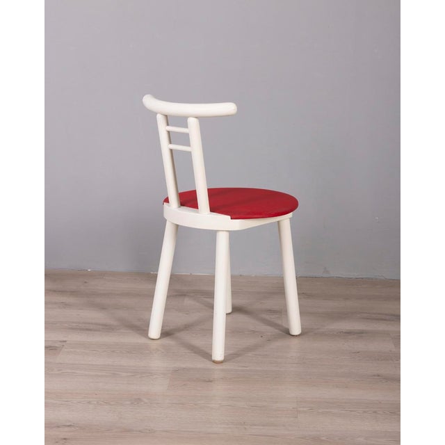 1980s Vintage Italian Chairs in Wood and Red Vinyl, 1980s, Set of 4 For Sale - Image 5 of 17