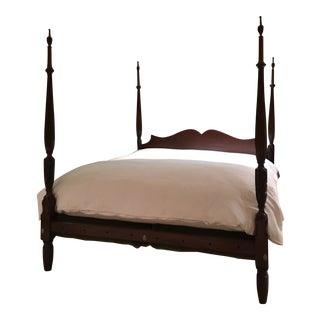 Mid 19th Century Antique Reeded & Carved Mahogany Bed For Sale