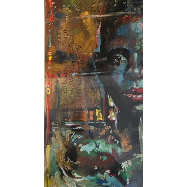 1990s Beautiful Black Woman Original Oil Mixed Media Artwork by Charly "Carlos" Palmer For Sale - Image 4 of 5
