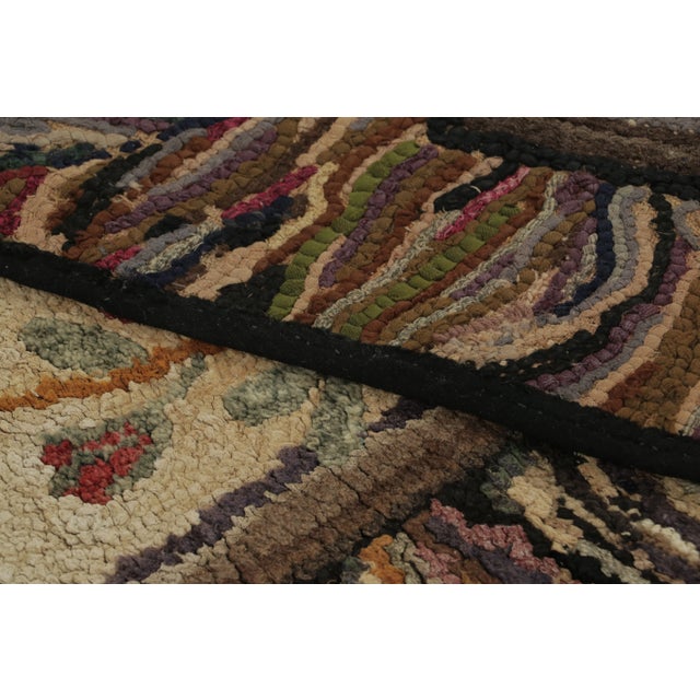 Textile Antique Hooked Runner With Floral Casket Medallion & Striae - Rug & Kilim For Sale - Image 7 of 7