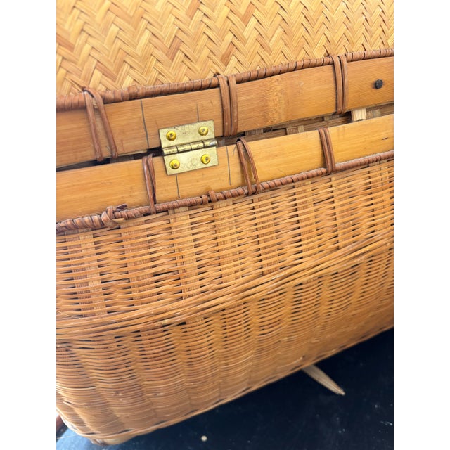 Large vintage storage basket with costal wicker design. In good condition. Great blanket basket. Gives any room a natural...