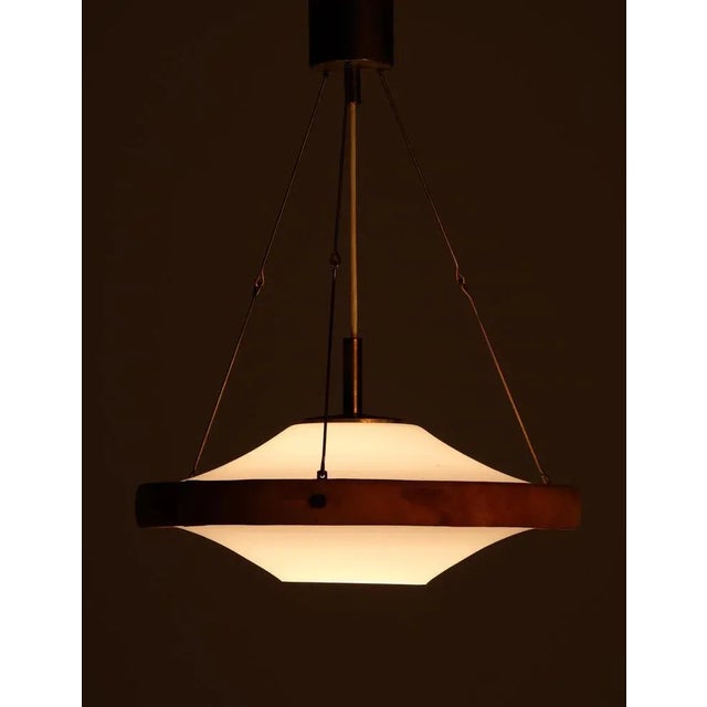 Brown Glass, Brass and Suede Pendant, Sweden, 1960s For Sale - Image 8 of 12