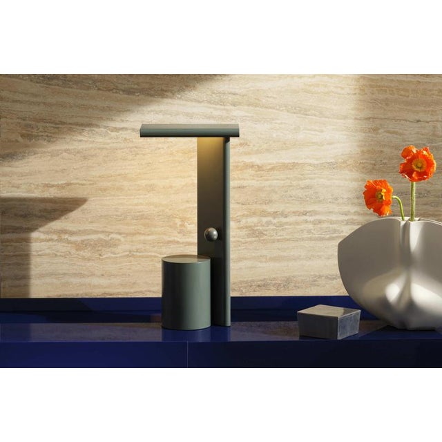 Contemporary Polyshape Green Aluminium Table Lamp by Ferrerol Babin for Cassina For Sale - Image 3 of 12