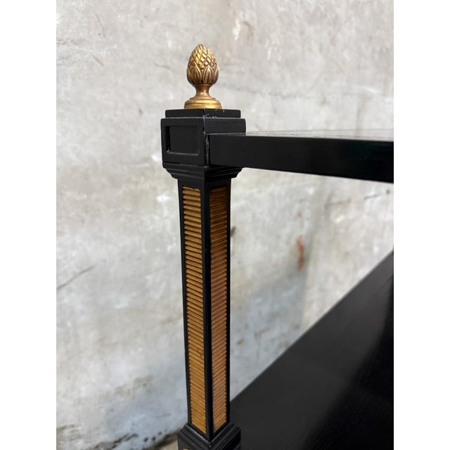 Black 1940s Regency Ebonized & Bronze-Mounted Drinks Cart — In the Manner of Maison Jansen, Paris For Sale - Image 8 of 16