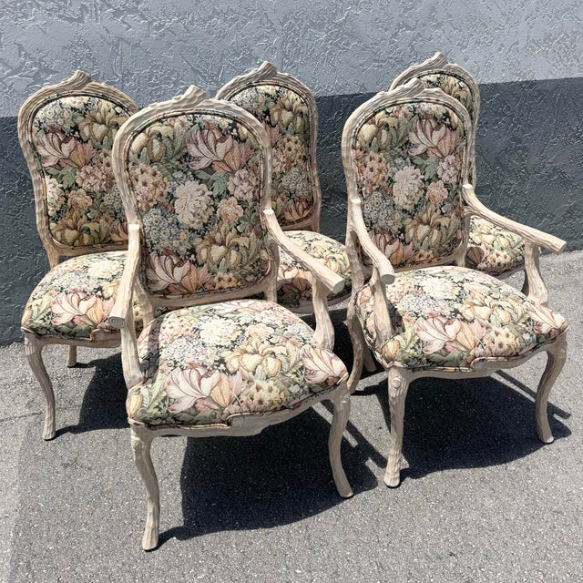 Late 20th Century Vintage French Provincial Faux Bois Dining Chairs - Set of 6 For Sale - Image 5 of 7