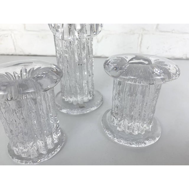 Kosta Boda Glass Candlesticks by Göran Wärff for Kosta Boda, Sweden, 1970s, Set of 3 For Sale - Image 4 of 12