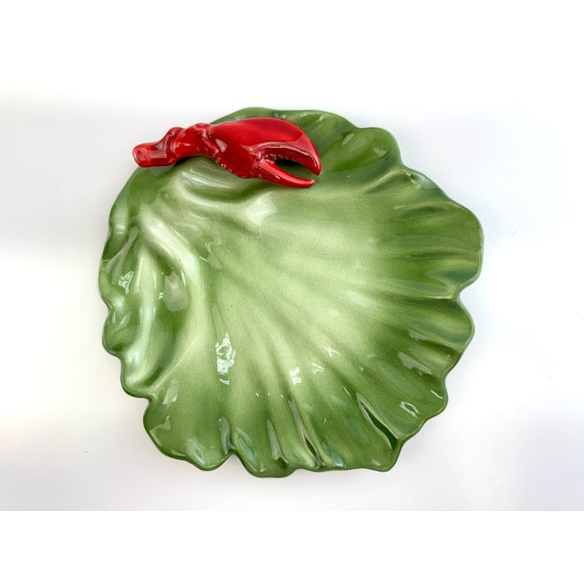 Brad Keeler California Pottery Lobsterware Lettuce Leaf Plates, Circa 1950, Set of 5 For Sale - Image 4 of 10