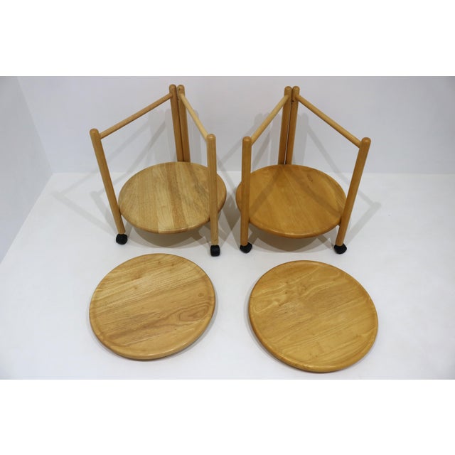 Vintage Danish Foldable Rolling Bar Carts with Removable Trays attributed to Jens Quistgaard, 1970s, Set of 2 For Sale - Image 12 of 17