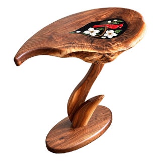 Handcrafted Black Walnut Cardinal Accent Table | Sculptural Nature Art For Sale