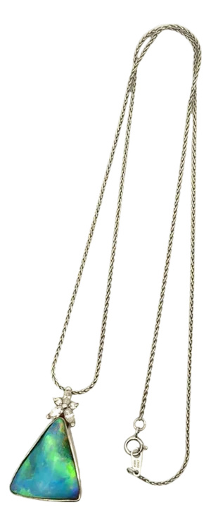 10.76 Carat Boulder Opal Diamond Platinum Necklace