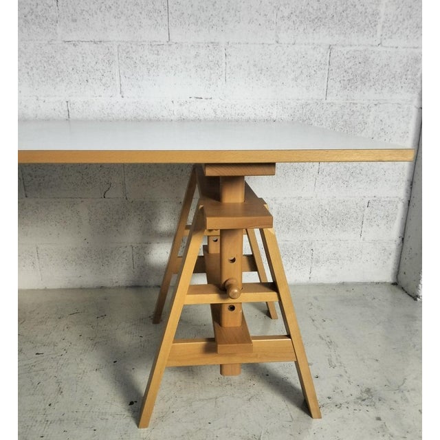Wood Leonardo Height-Adjustable Table in Wood by Achille Castiglioni for Zanotta, 1970s For Sale - Image 7 of 15