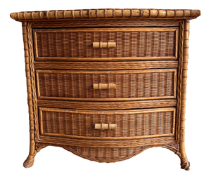 Vintage Wicker Serpentine Chest of Drawers