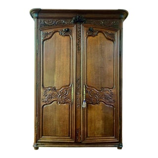 18th Century Louis XV French Provincial Carved Armoire For Sale