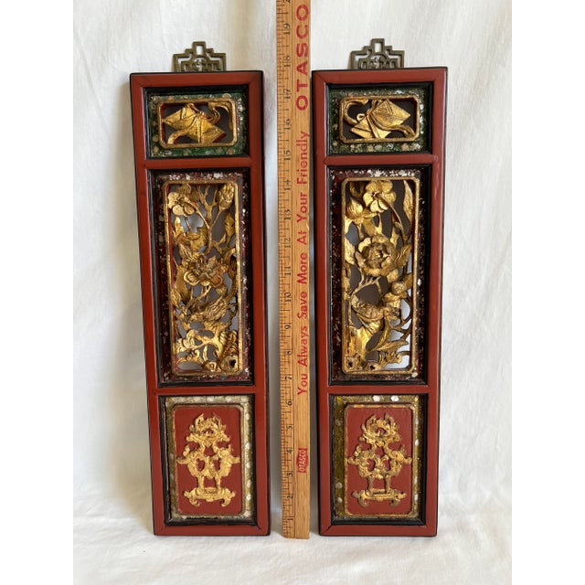 Antique Chinese Carved Wood Wall Hangings- Set of 2 For Sale - Image 10 of 14