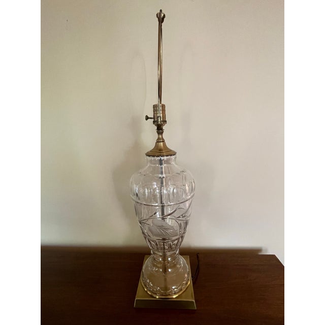 Late 20th Century Wildwood Crystal and Brass Lamp With Leaf and Vine Motif For Sale - Image 10 of 12