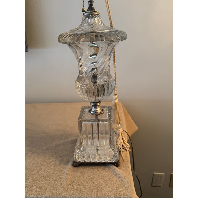 1940s Vintage Paul Hanson Baccarat Style Crytal Table Lamp For Sale - Image 5 of 9