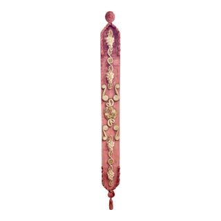 19th Century Victorian Velvet Raised-Embroidery Bell Pull For Sale