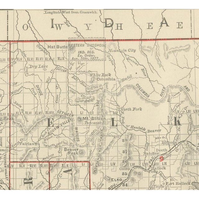 Antique Map of Nevada The Silver State by Ran McNally, 1899 For Sale - Image 4 of 12