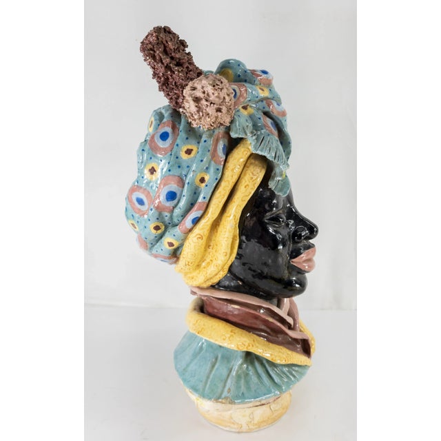 Early 20th Century Art Pottery Faience Majolica African American Figure For Sale - Image 4 of 13