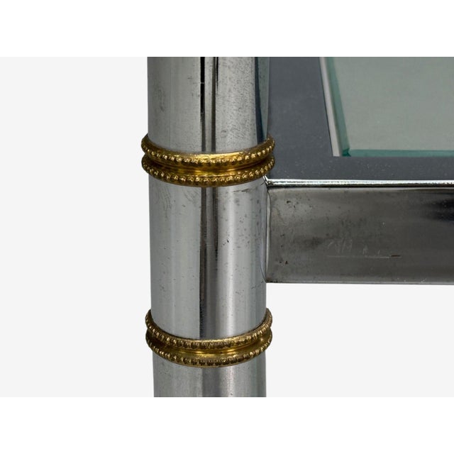 Maison Jansen Style, Steel, Brass, Glass, Console Table, France, 1970s For Sale In New York - Image 6 of 8