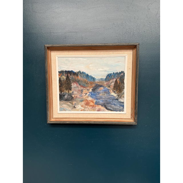 Kaj, Landscape with River and Forest, 1950s, Oil on Canvas, Framed For Sale - Image 14 of 18