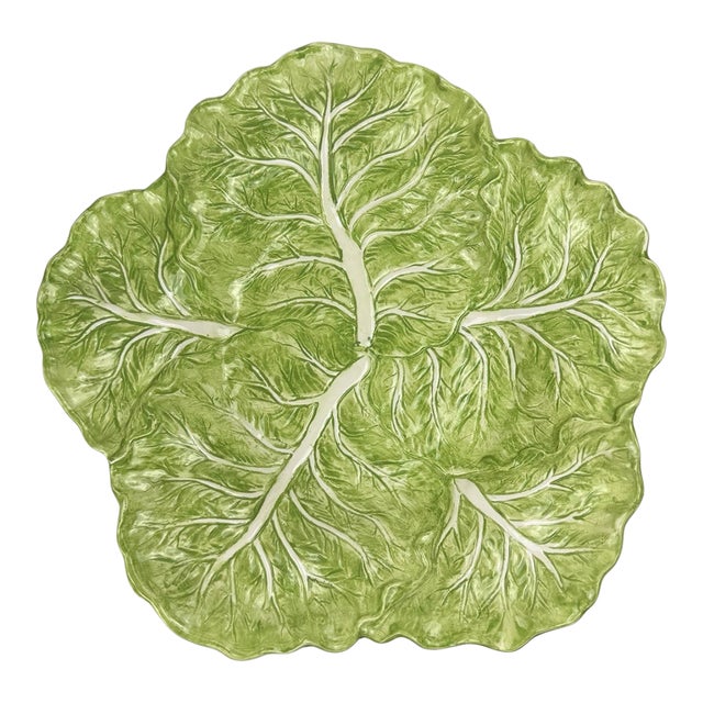 1990s Rare Fitz & Floyd Majolica Cabbage / Lettuce Serving Bowl For Sale
