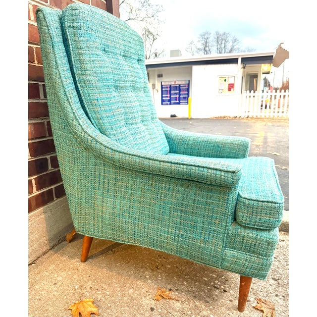 1970s Vintage Mid-Century High Back Armchair For Sale - Image 6 of 11