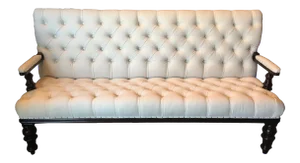 White Linen Tufted Button Back Chesterfield Couch