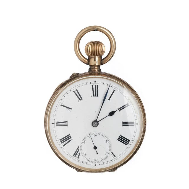 20th century Swiss, 14 kt gold case, 585 thousandths, white enamel dial. Automatic movement in operation. Weight (total)...