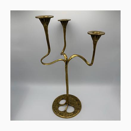 Large Three-Light Candlestick in Brass by Kurt Jesch for Fratelli Tonini, Italy, 1960s For Sale - Image 16 of 16