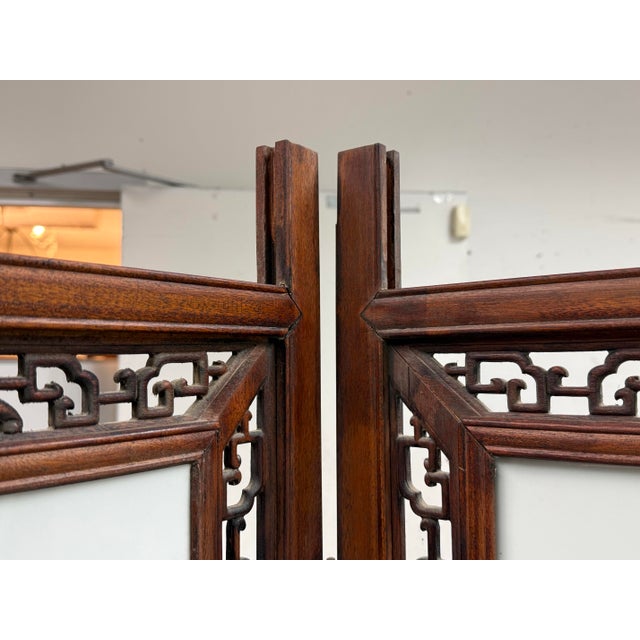 Chinese Four Panel Folding Screen, Vintage For Sale In San Francisco - Image 6 of 12