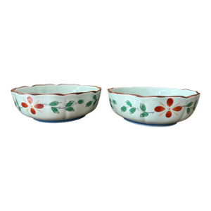 Vintage Celadon 6” Bowls Hand Painted - A Pair
