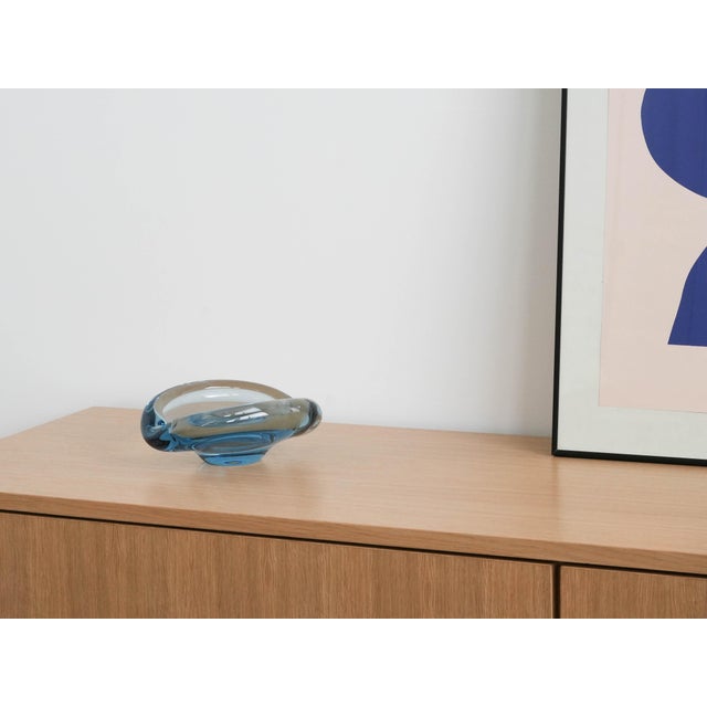 Blue Vintage Danish Glass Plate by Per Lütken for Holmegaard, 1960s For Sale - Image 8 of 9