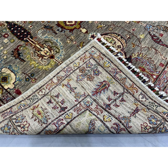 Sultani Pineapple Floral Wool Rug in Gray and Burgundy, 4'10" X 6'5" For Sale - Image 15 of 15