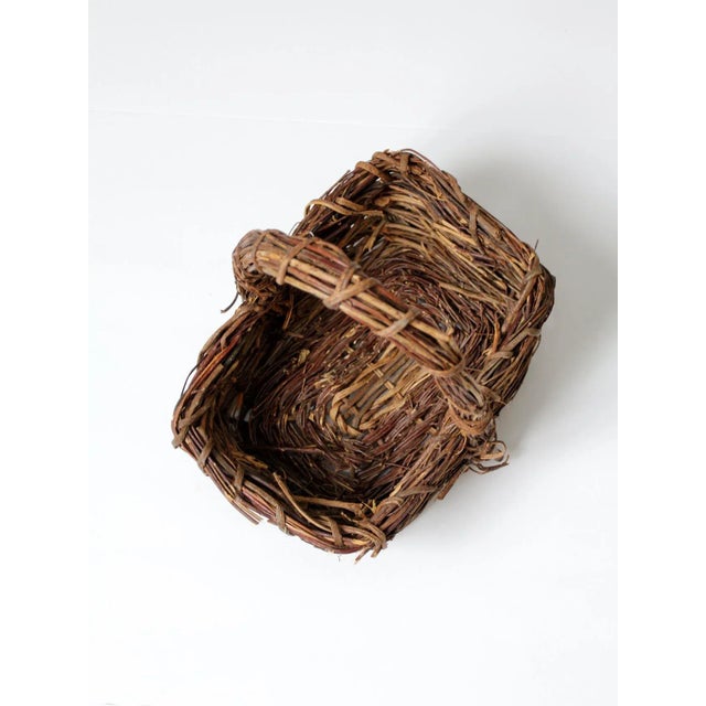 Vintage Rustic Twig Basket For Sale - Image 9 of 11