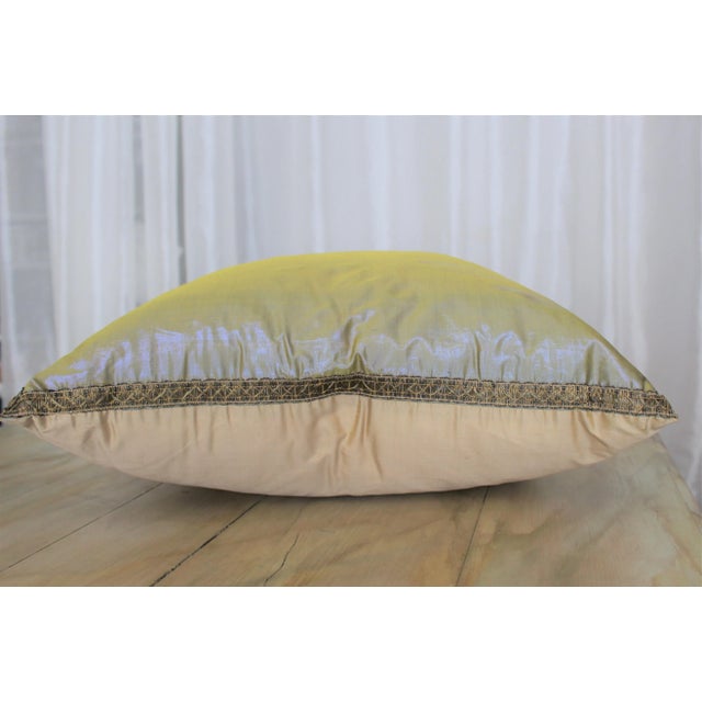 Isabelle H. Dual Color Metallic Silk Pillow For Sale - Image 5 of 7
