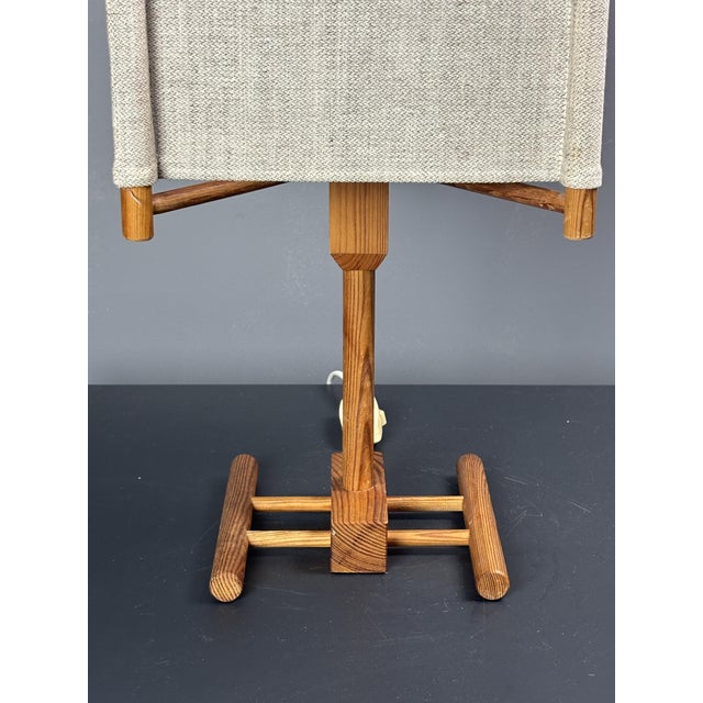 1970s Mid-Century Modern Scandinavian Pine Table Lamp with Square Fabric Shade, 1970s For Sale - Image 5 of 15
