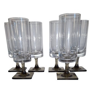 Linear Smoke Series Flute Glasses by G.B. Jensen for Rosenthal, 1960s, Set of 6 For Sale