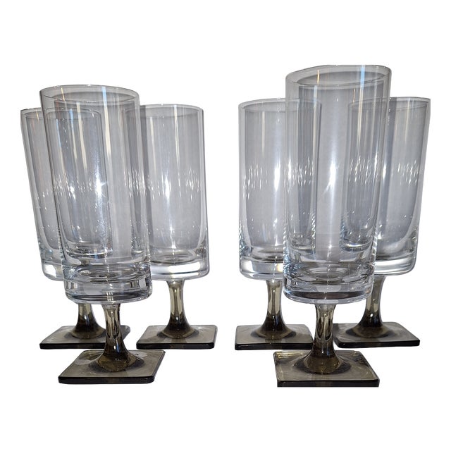 Linear Smoke Series Flute Glasses by G.B. Jensen for Rosenthal, 1960s, Set of 6 For Sale