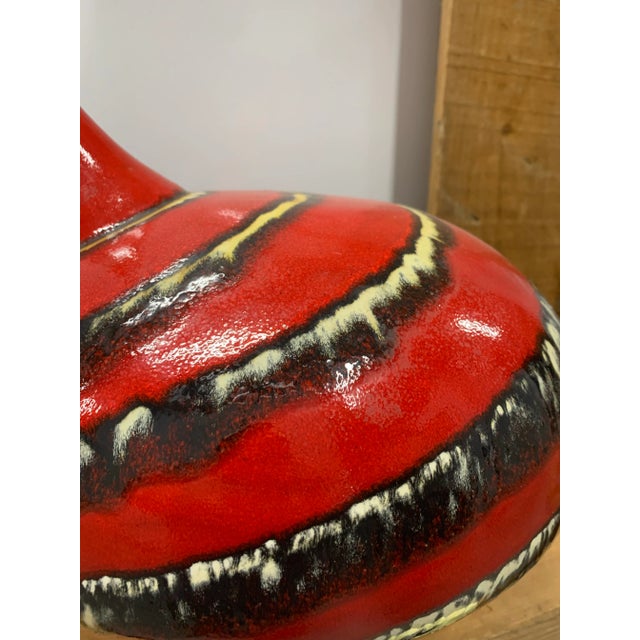 Large Ceramic Bulbous Red Portuguese Vase with Unique Neck Shape.