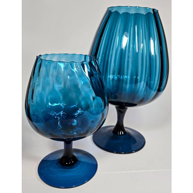 Deepest Aquamarine Vases- Set of Two For Sale - Image 10 of 16
