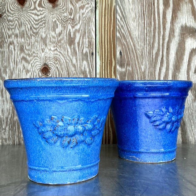 Ceramic Vintage Boho Glazed Ceramic Pots - a Pair For Sale - Image 7 of 10