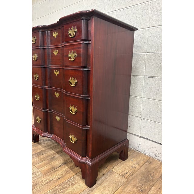 Wood Vintage Chippendale Style Block Front Five Drawer Gentleman’s Chest of Drawers For Sale - Image 7 of 8
