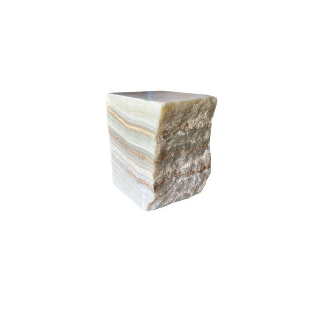 Cream Jupiter Onyx Marble Side Table With Stunning Textures, Modern Organic For Sale - Image 8 of 10