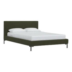 Norah Platform Bed in Moss Regal Velvet, Full/Double