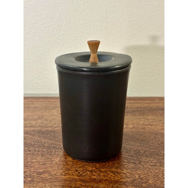 Mid 20th Century Vintage Mid-Century Modern Studio Ceramic Lidded Jar - Slate Black For Sale - Image 5 of 7