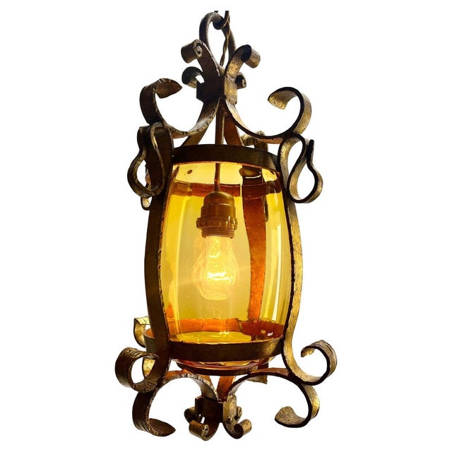 Arts & Crafts Hand-Crafted Forget Pendant Lobby Lamp, 1930s For Sale - Image 3 of 6