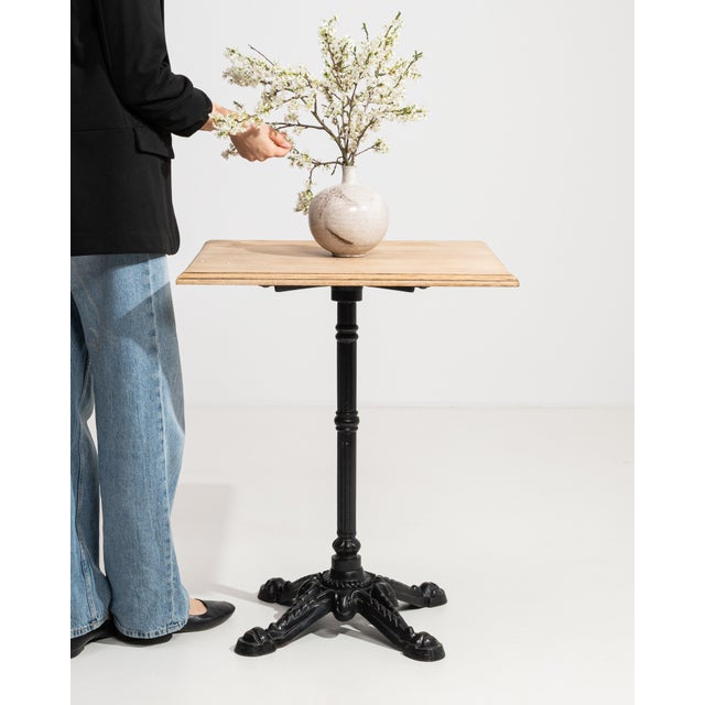 Cast Iron Bistro Table with Oak Top, Antique, France, 20th Century For Sale - Image 10 of 11